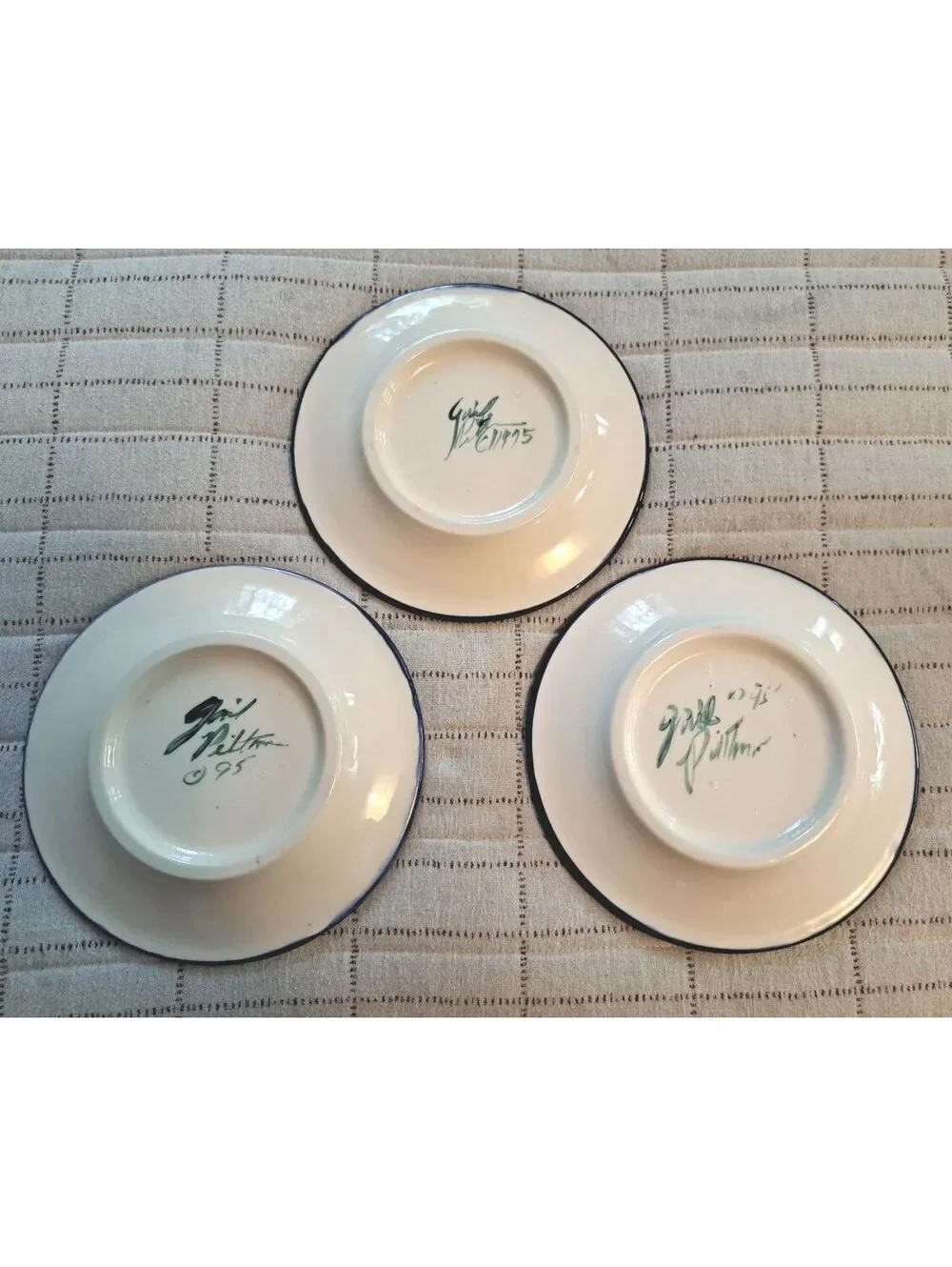 Vintage 1995 Set of 3 Annabella Artist Painted Gail Pittman Salad Plates 7.5